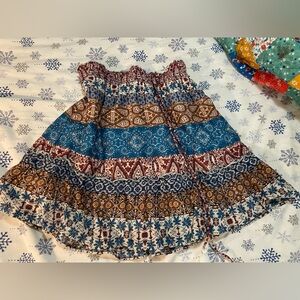 Skirt Elastic Waist beachlunchlounge with Double Layer Multipatterned